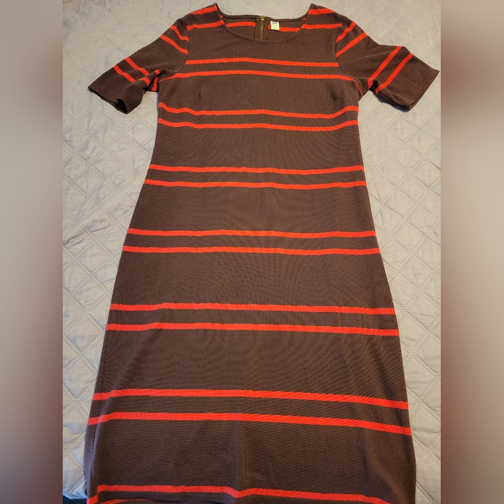 Brown and Red Striped Dress